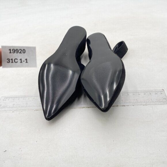 TGSIKIBW Black Pointed Toe Slingback Pumps Wedge Low Heel Slingback Slip On Shoe - Picture 7 of 8